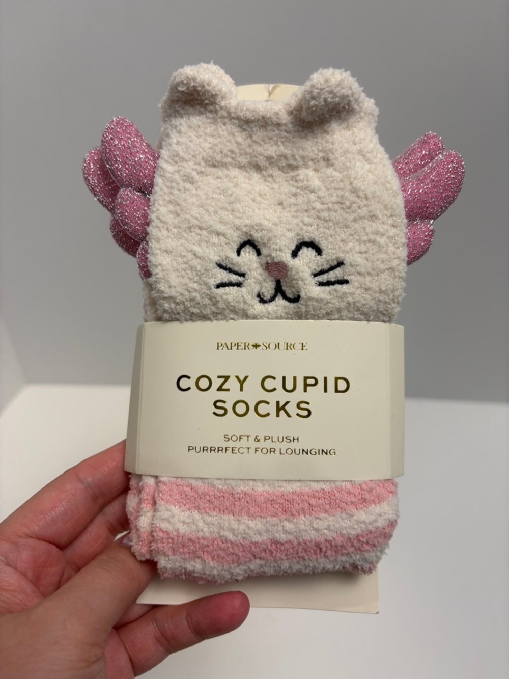 Paper Source Plush Cupid Cat Socks Soft & Plush One Size Fits Most